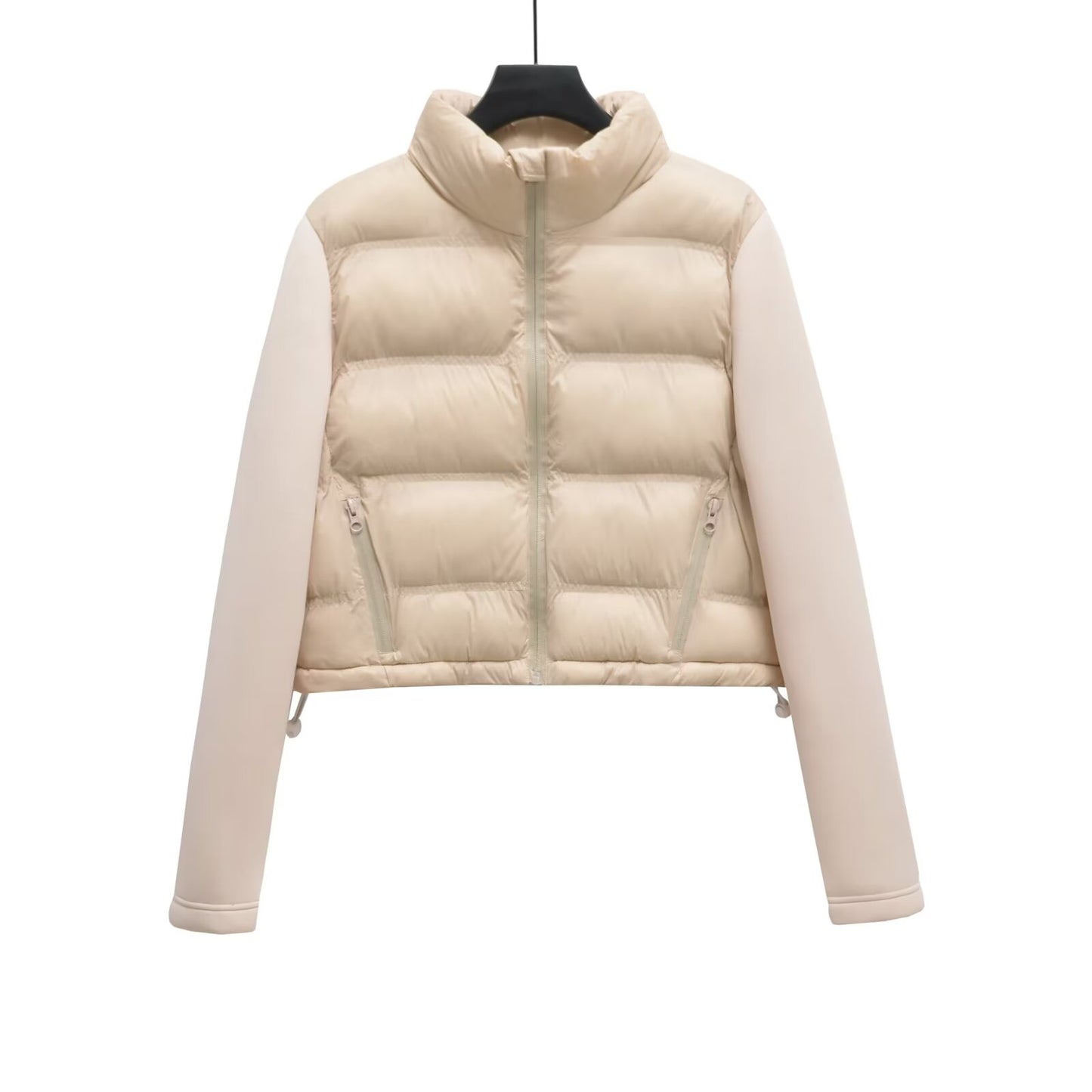 Women's short standing collar spliced cotton jacket Coat