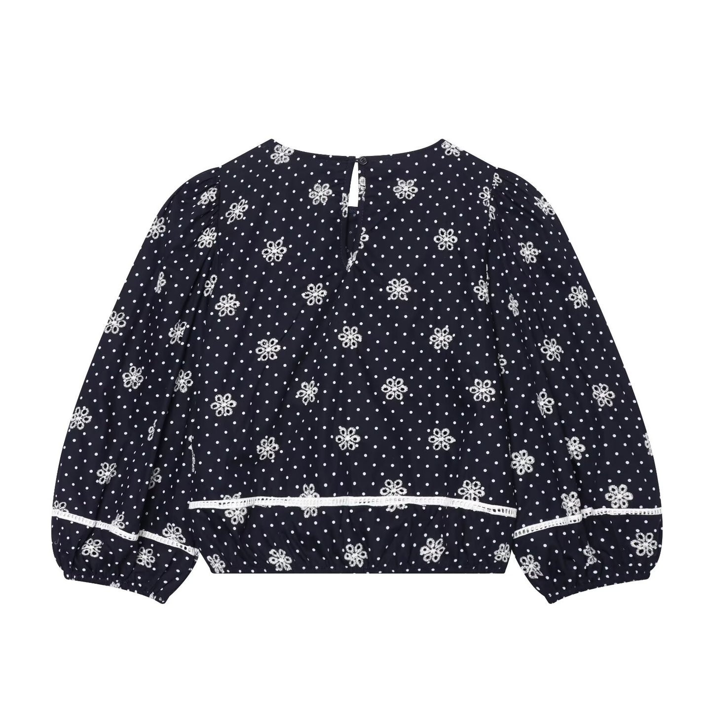 Women's hollowed out embroidered polka dot shirt