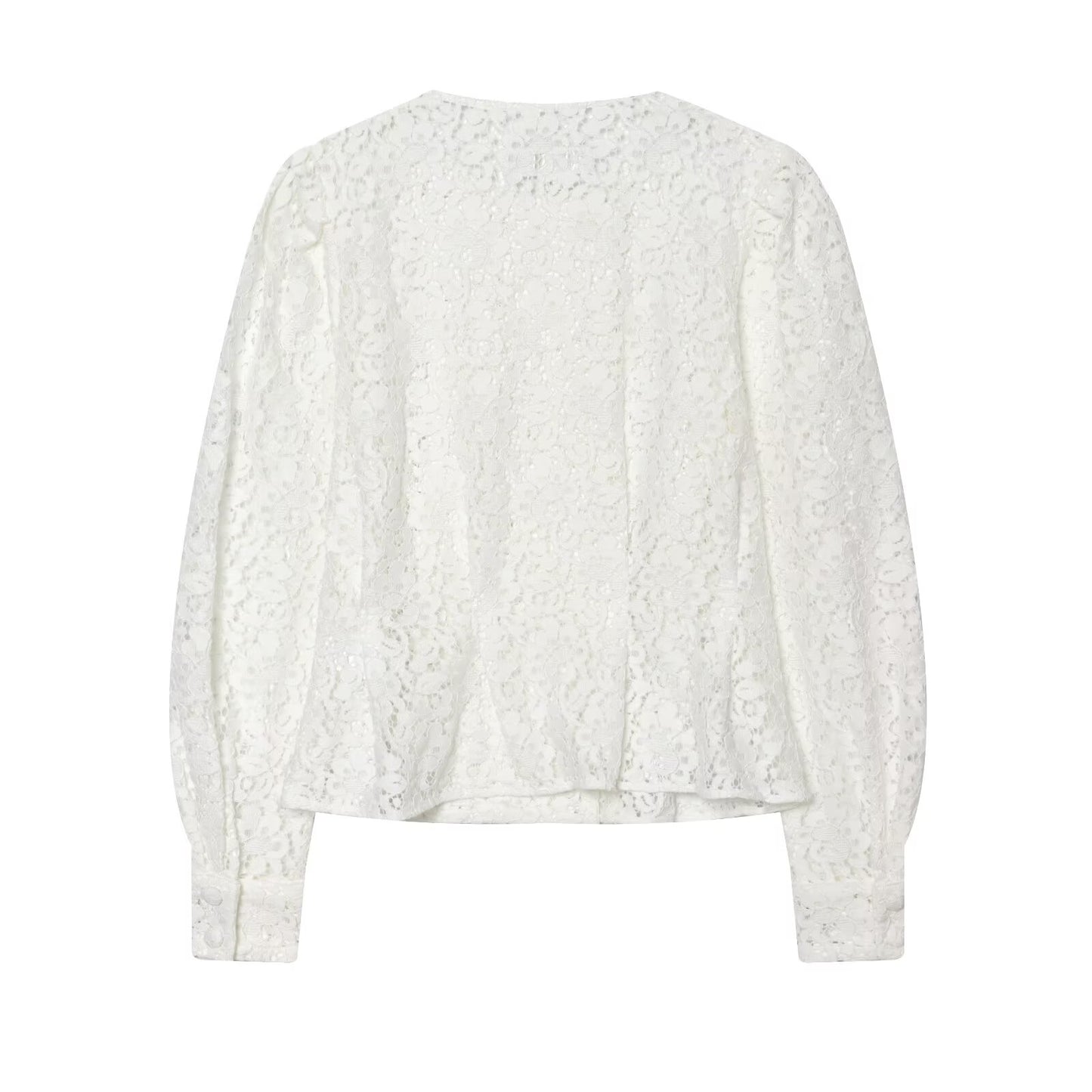 Women's lace O Neck double breasted Coat