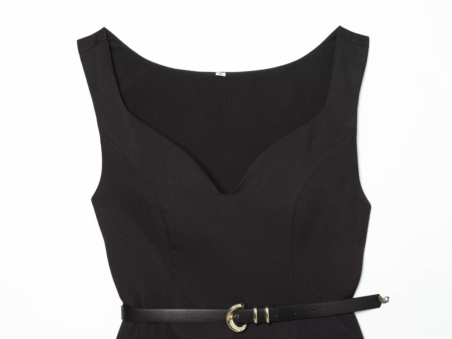 Women's With Belt Black Mini Dress