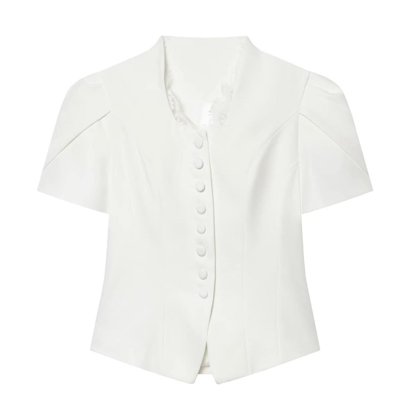 Women's new lace patchwork short sleeved Blazer top