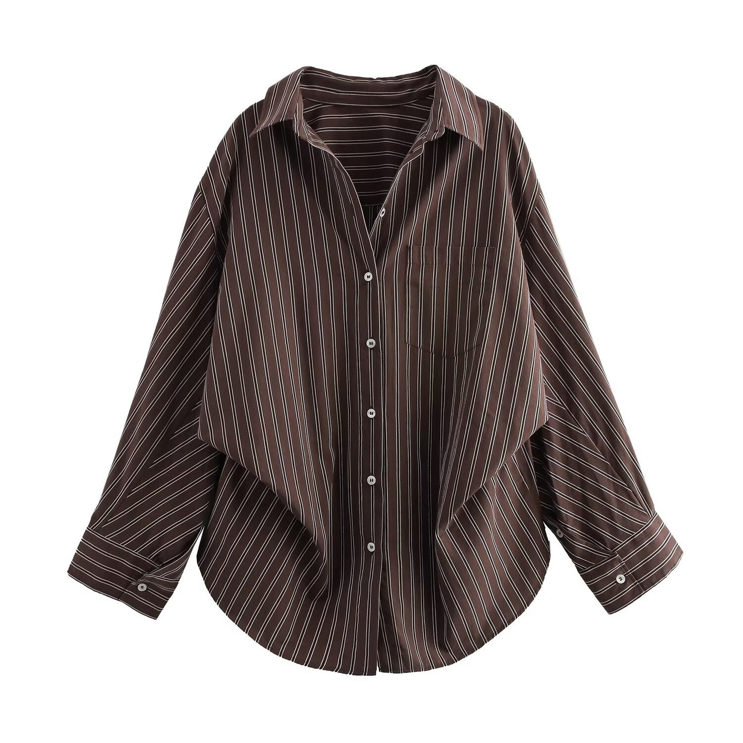 Women's' New Fashion Loose Single breasted casual Bat sleeved Poplin Shirt