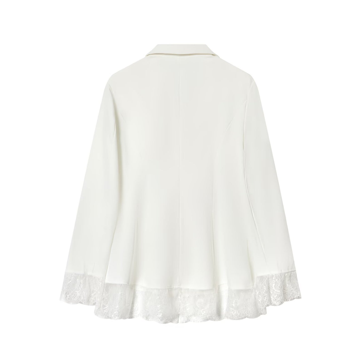 Women's waist cinched slim lace patchwork Blazer Coat