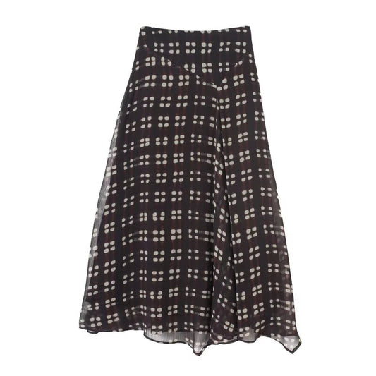 Women's casual retro plaid printed MIDI skirt