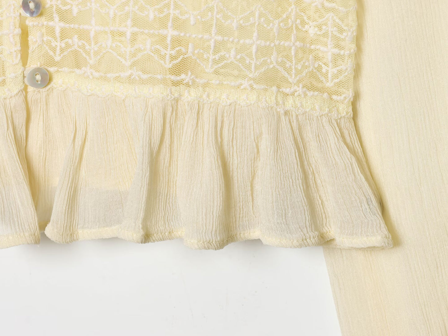 Women's slim V-neck lace chiffon shirt
