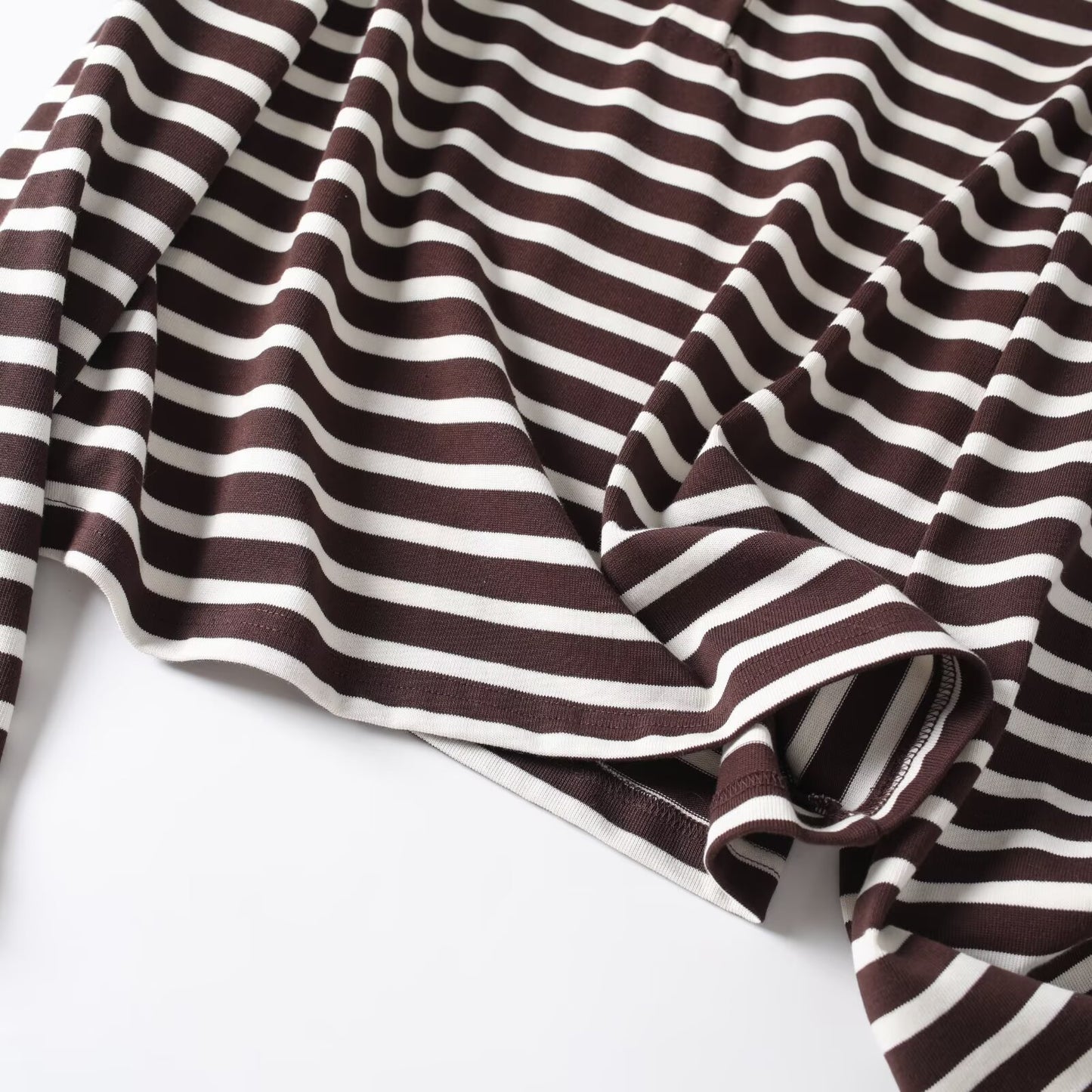 Women's new fashion long sleeved cotton striped knitted top
