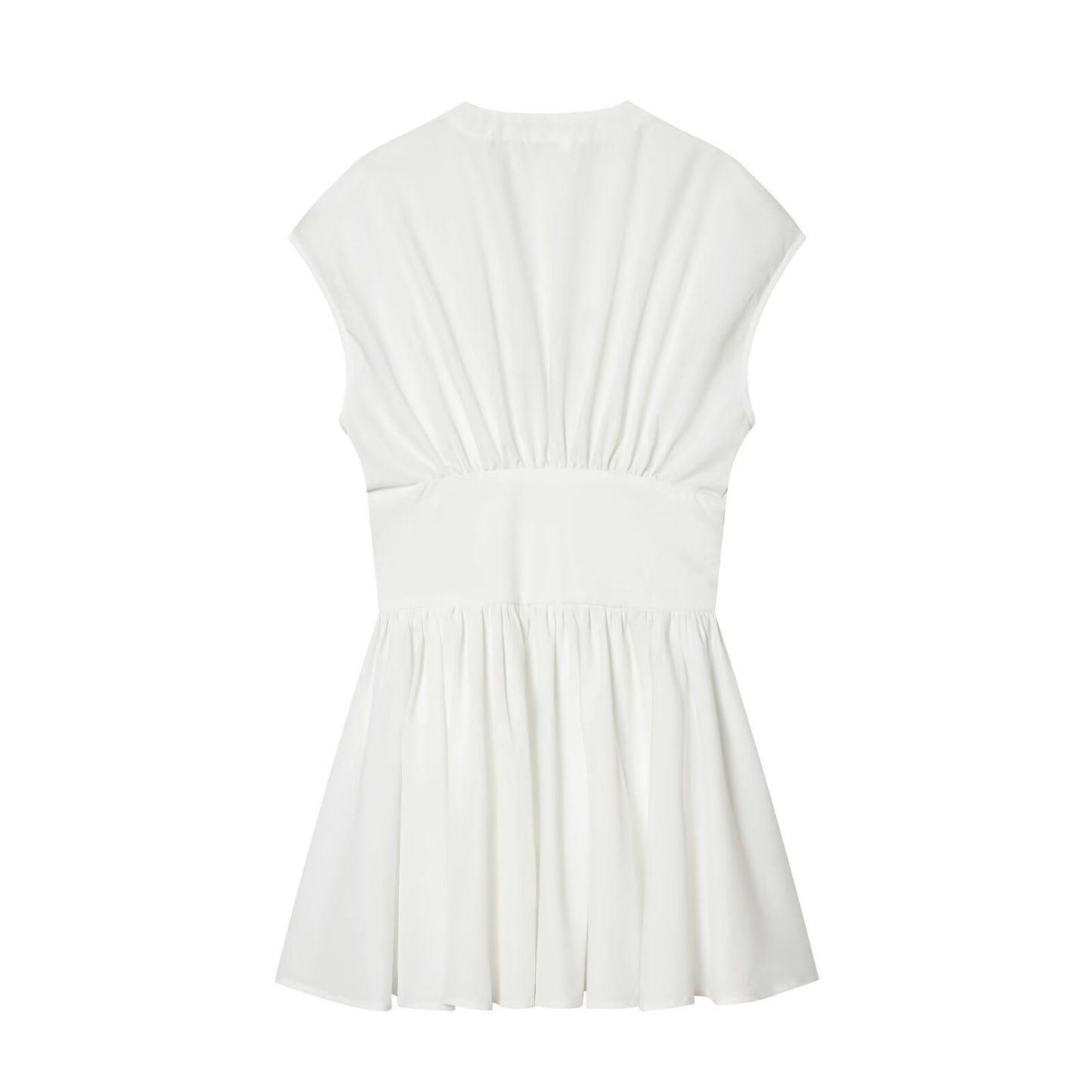 Women's V-neck Button-up poplin mini dress