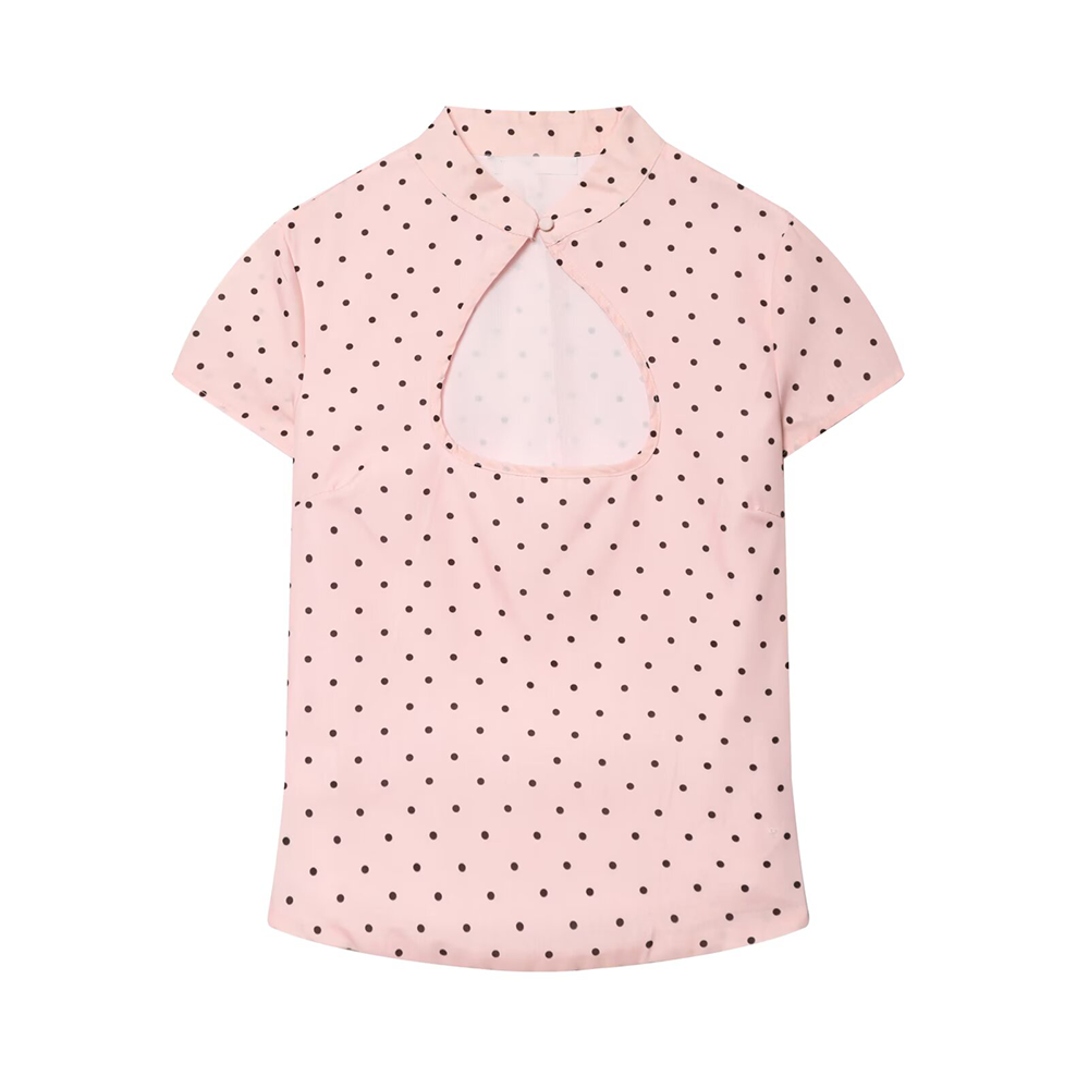 Women's open design slim polka dot top