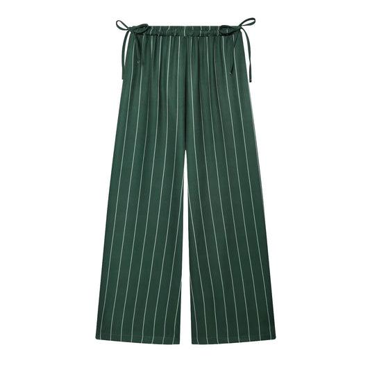 Women's loose linen blended striped pants