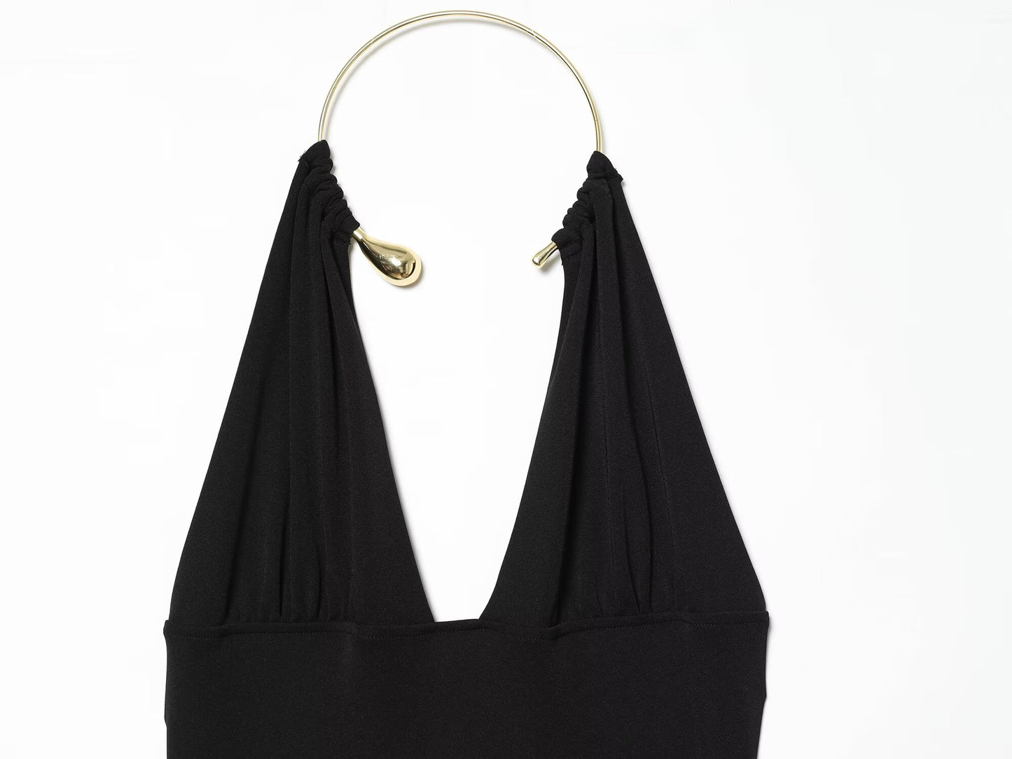 Women's black sexy halter neck dress