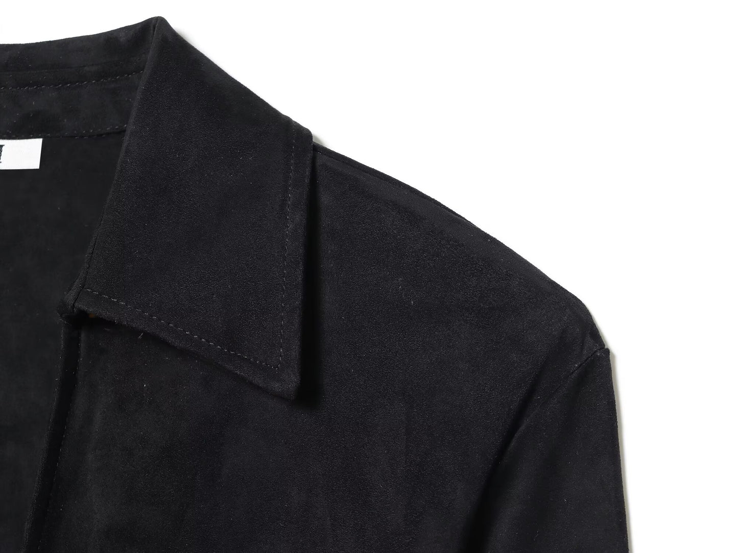 Women's black slim suede effect lace up shirt