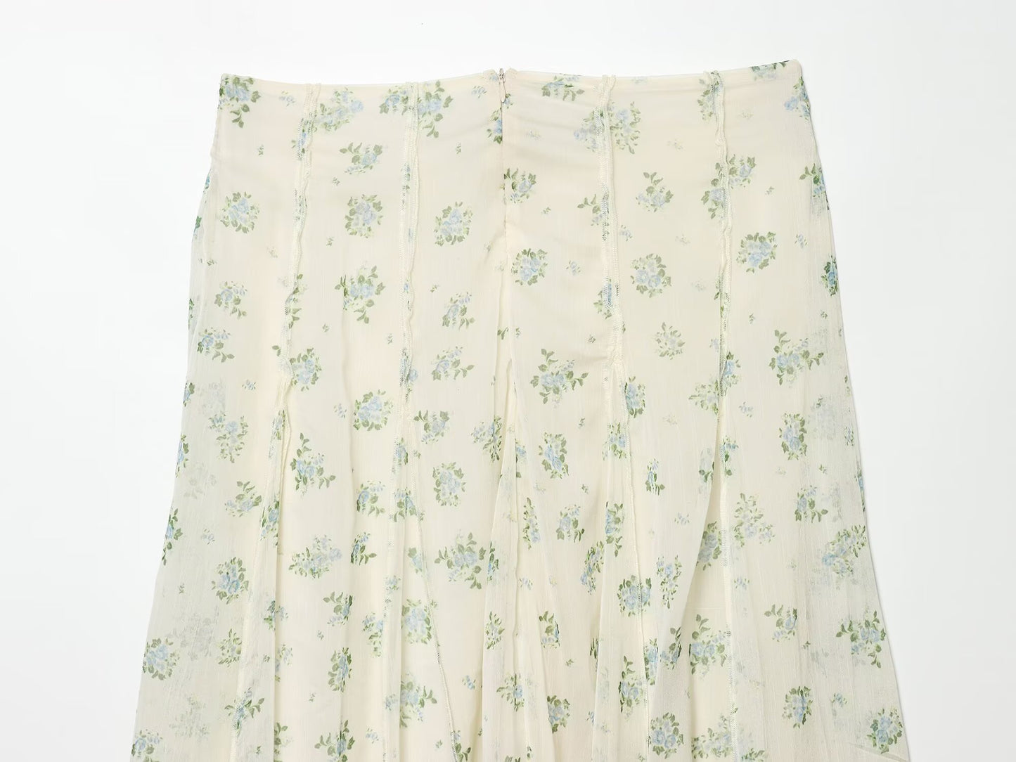 suit Women's 2 pieces chiffon floral A-line MIDI skirt+floral top
