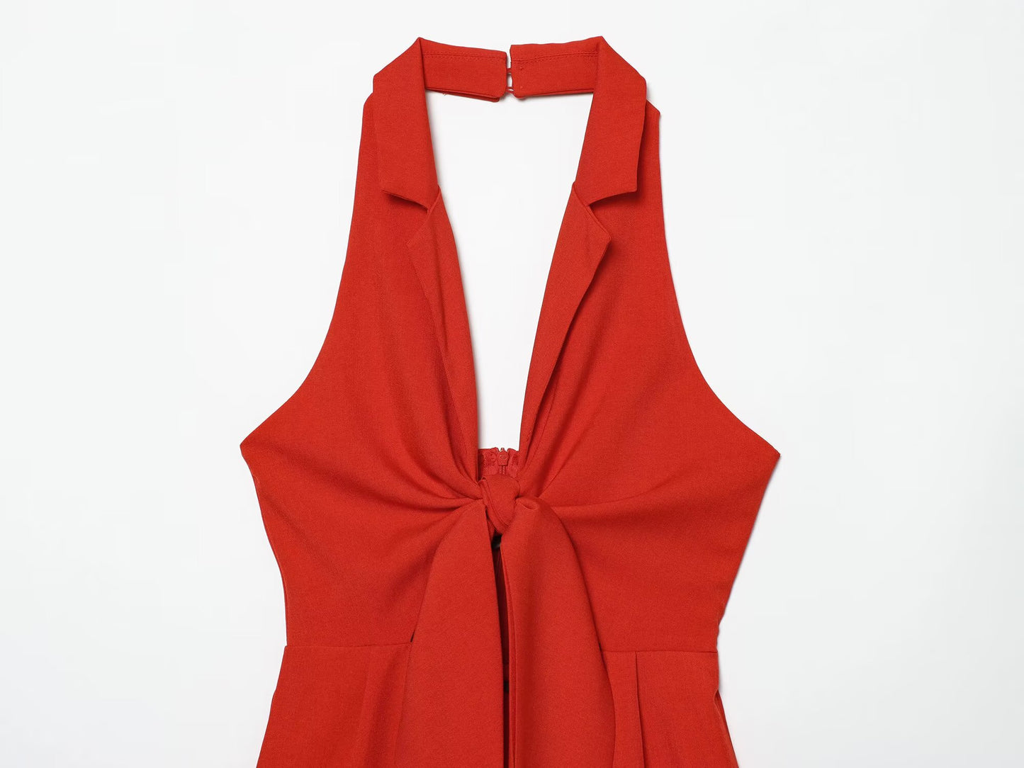 Women's knot decoration hanging neck mini dress