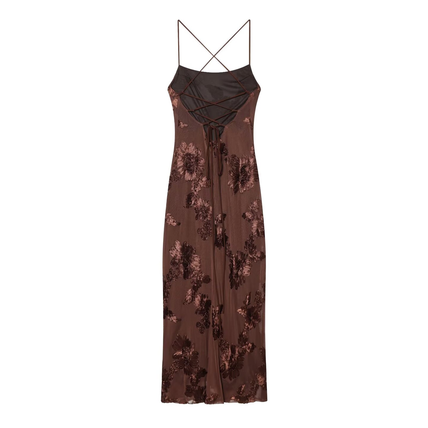 Women's embroidered floral backless MIDI dress
