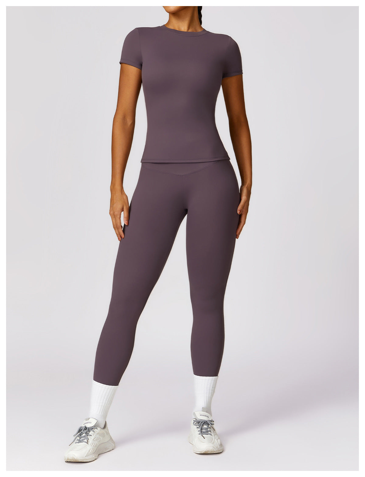Women's Suit New Fashion Outdoor Running Short-sleeved Fitness Jacket High Waist Hip Quick-drying Yoga Pants.