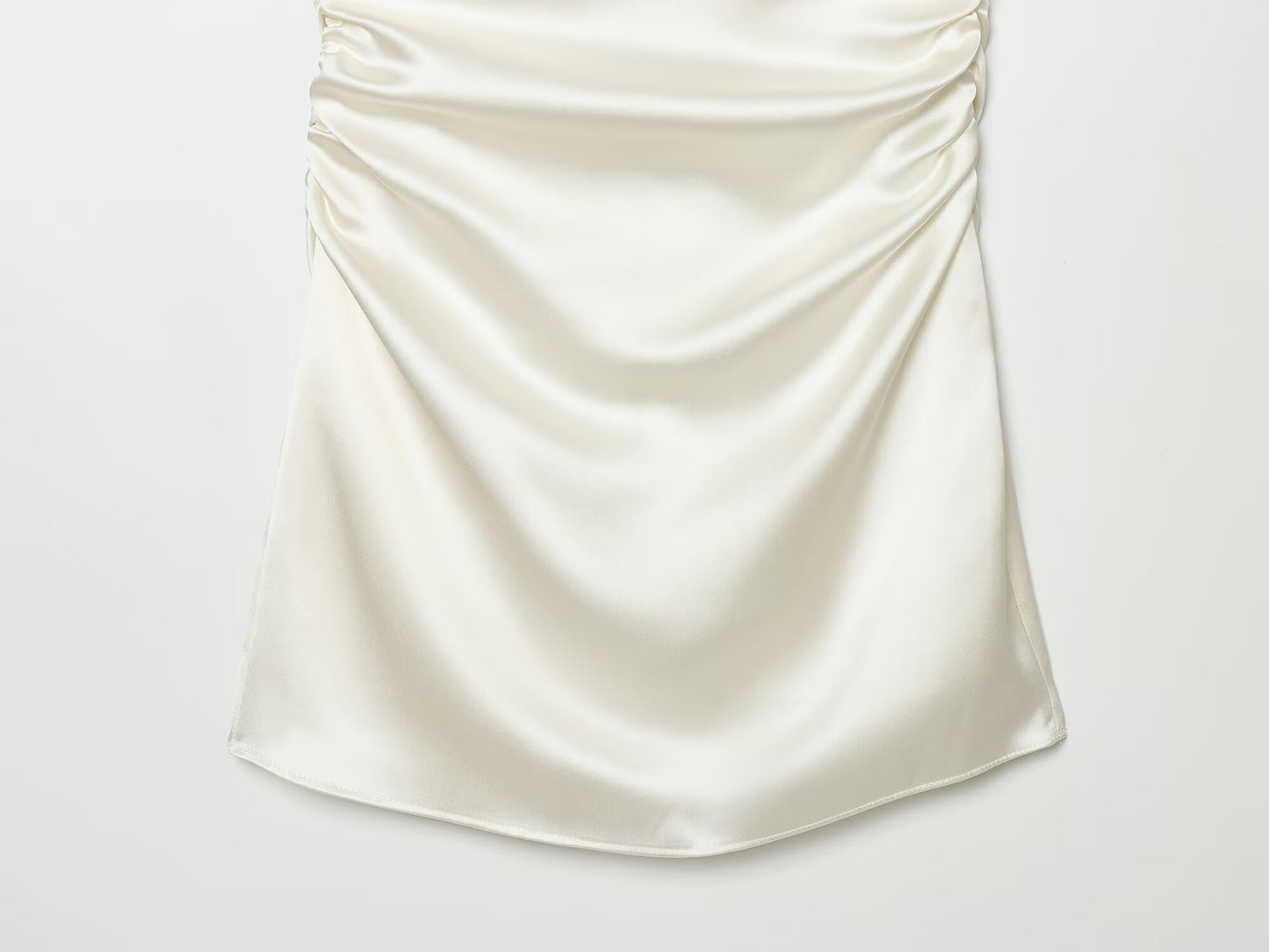 Women's pleated decorative satin texture mini dress