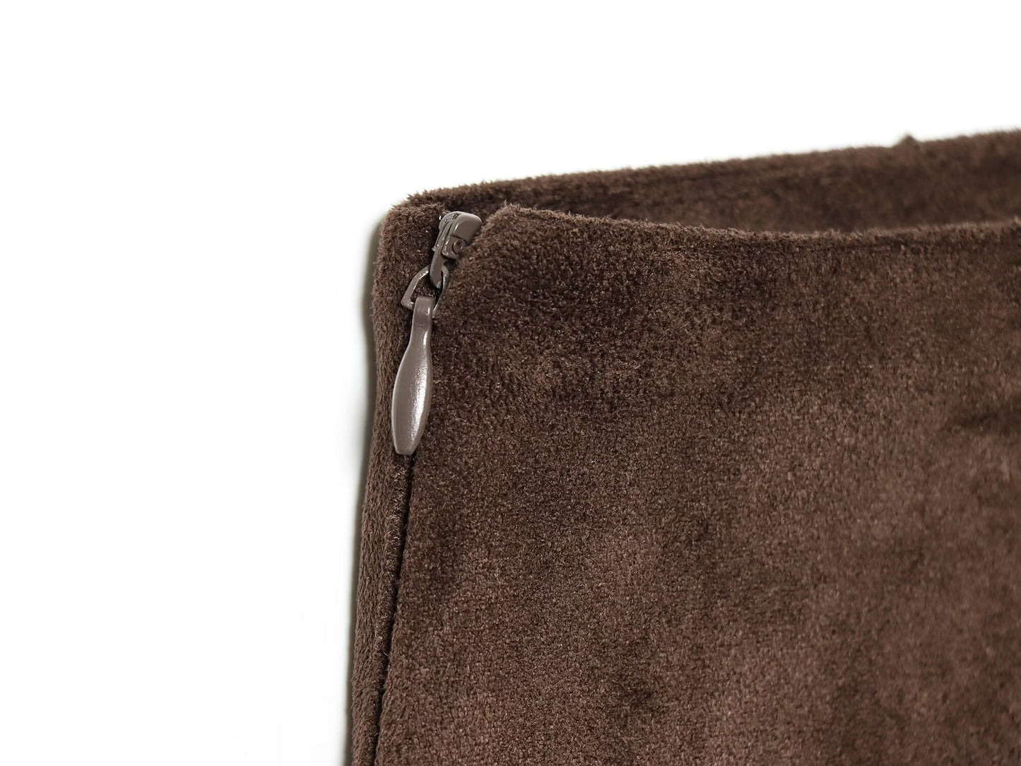 Women's asymmetrical suede effect MIDI skirt