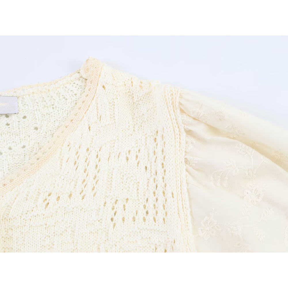 Women's seven quarter sleeve patchwork knit Coat