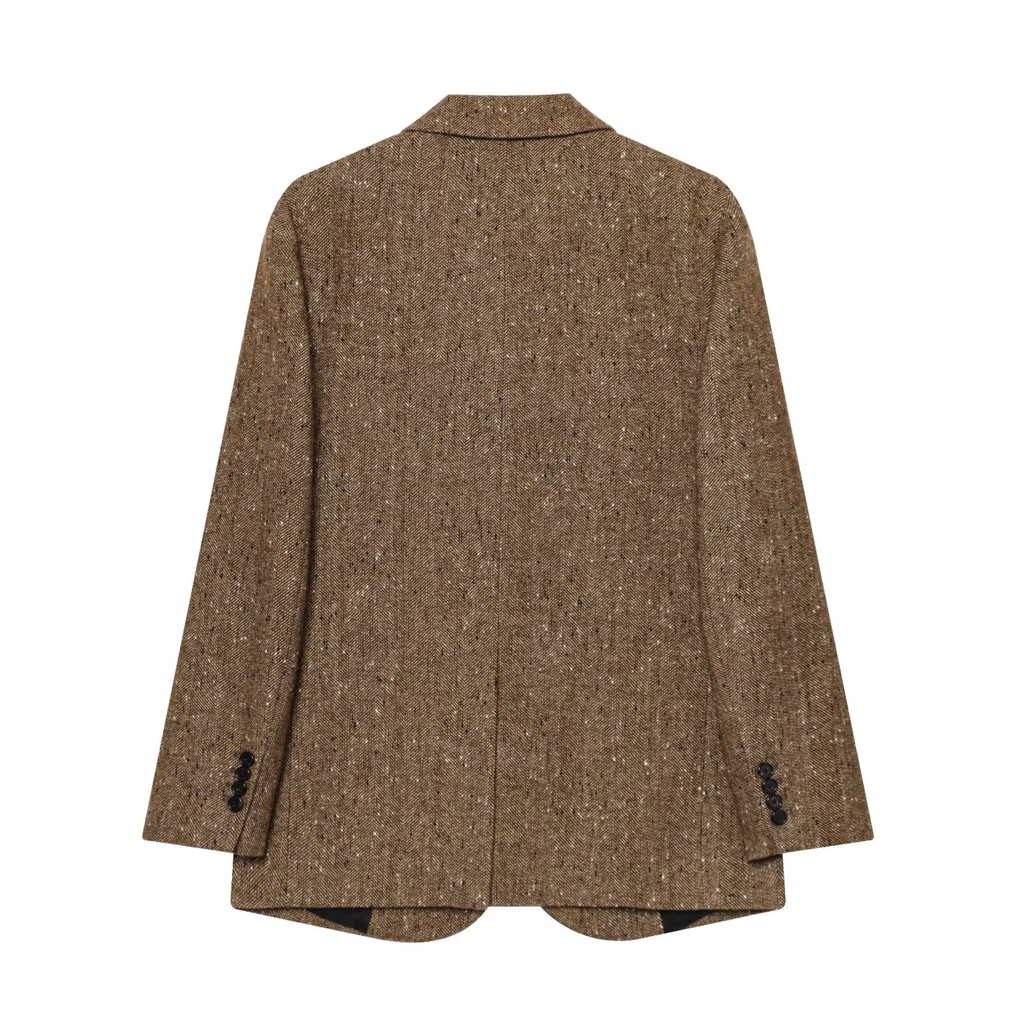 Women's loose blended herringbone diagonal Blazer Coat