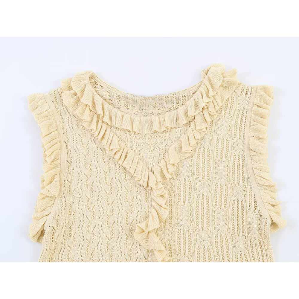 Women's layered decorative O Neck sleeveless top