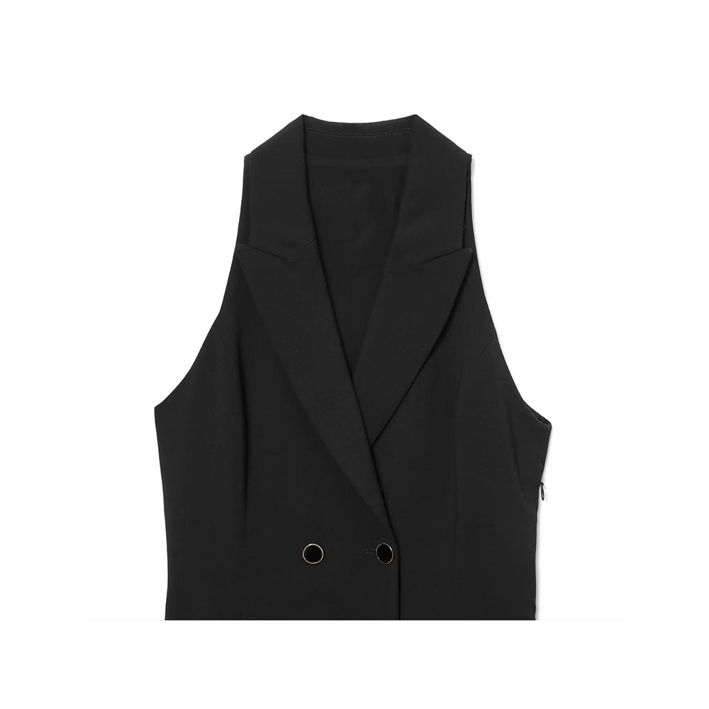 Women's with Belt sleeveless Blazer Coat effect mini dress