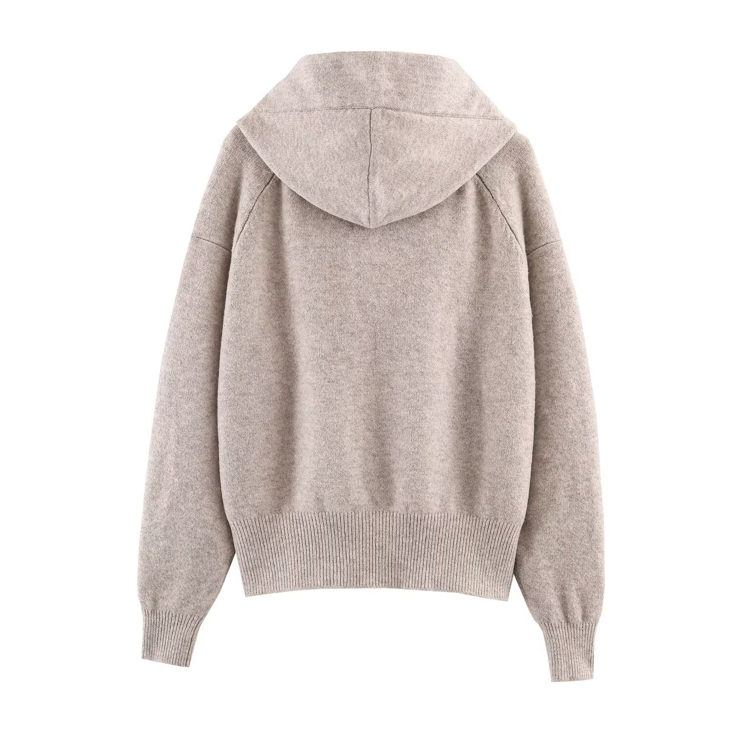 Women's bow decoration knitted hooded Coat