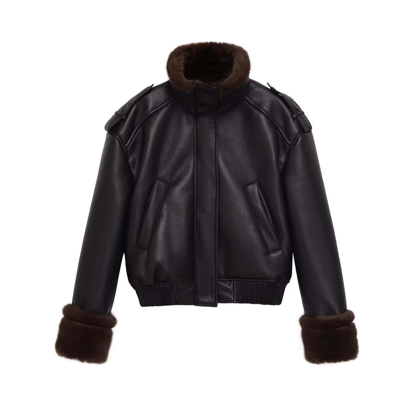 Women's double-sided faux leather pilot jacket Coat