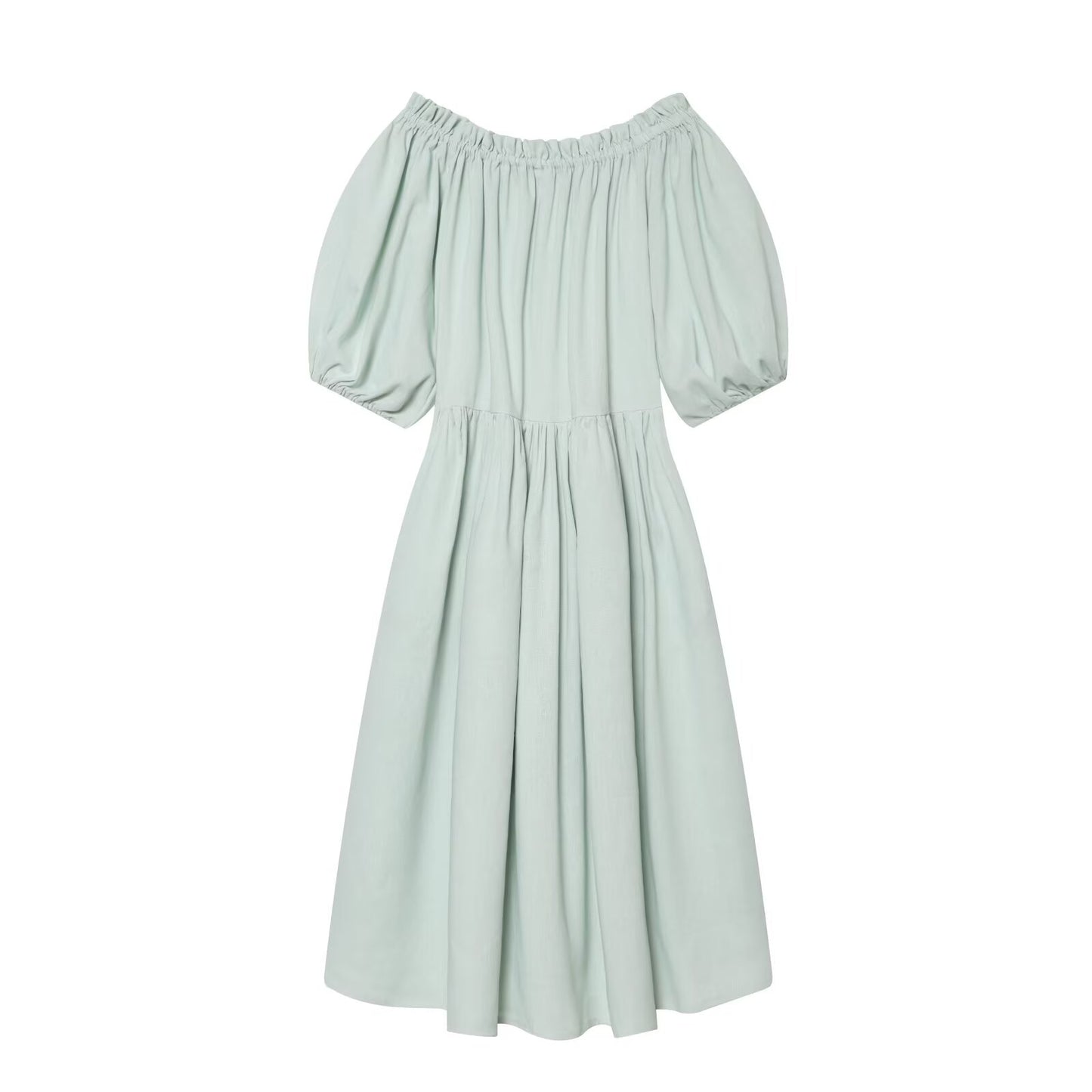 Women's Linen Blended Off Shoulder Midi Dress