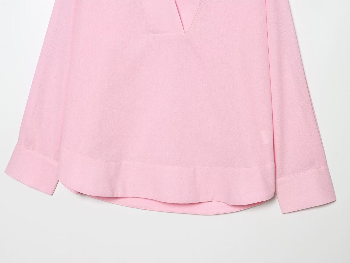 Women's loose Lapel linen blend shirt