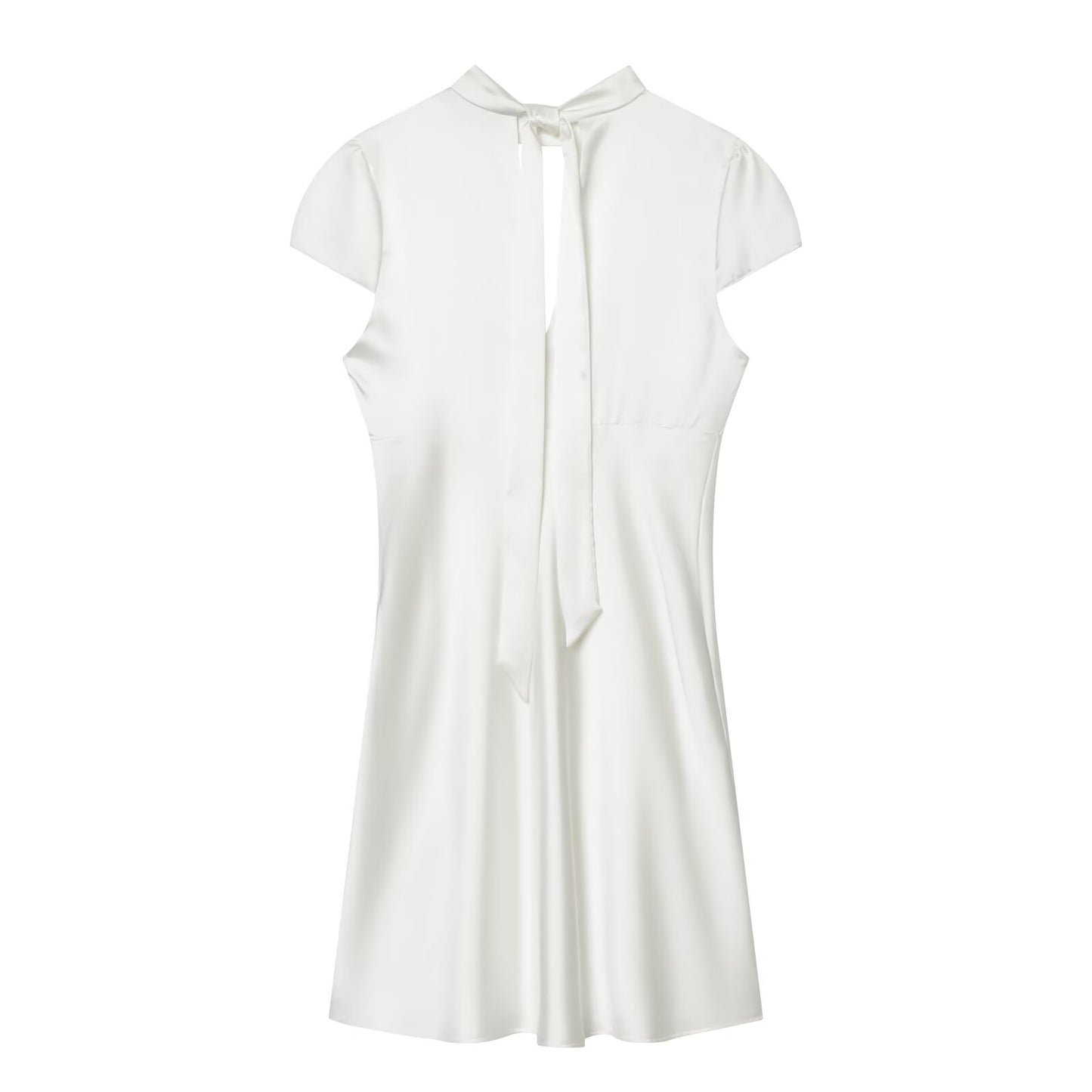 Women's opening design satin texture mini dress