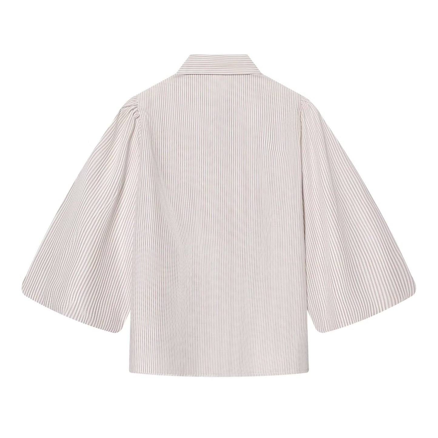 Women's bow decoration hollow striped shirt