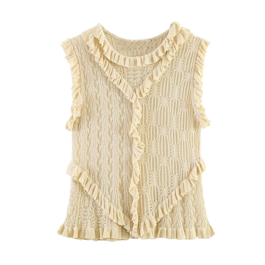 Women's layered decorative O Neck sleeveless top