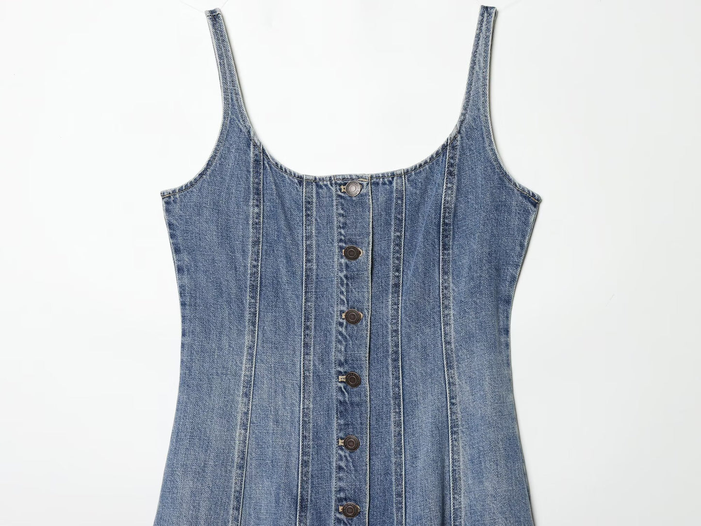Women's retro buckle suspender denim dress