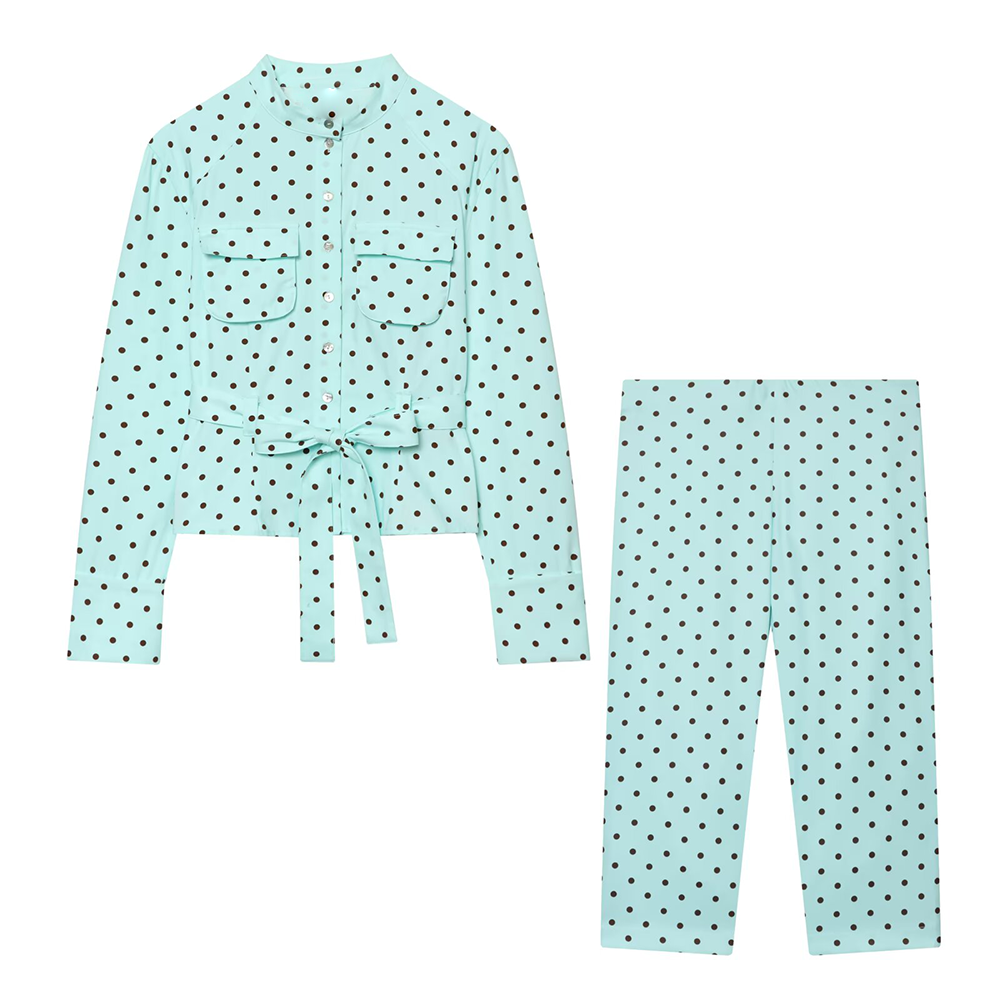 suit Women's 2 pieces polka dot shirt style Coat+Pants