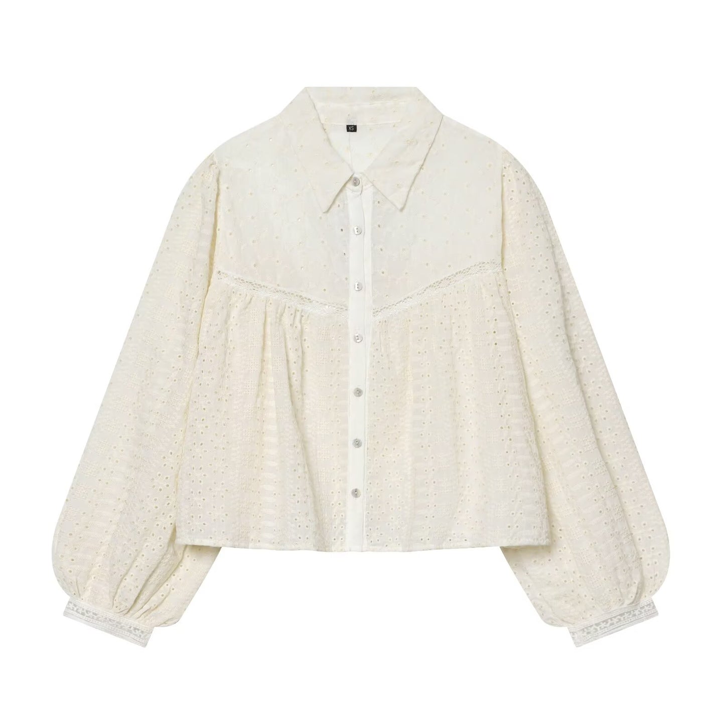 Women's short hollowed out embroidered shirt