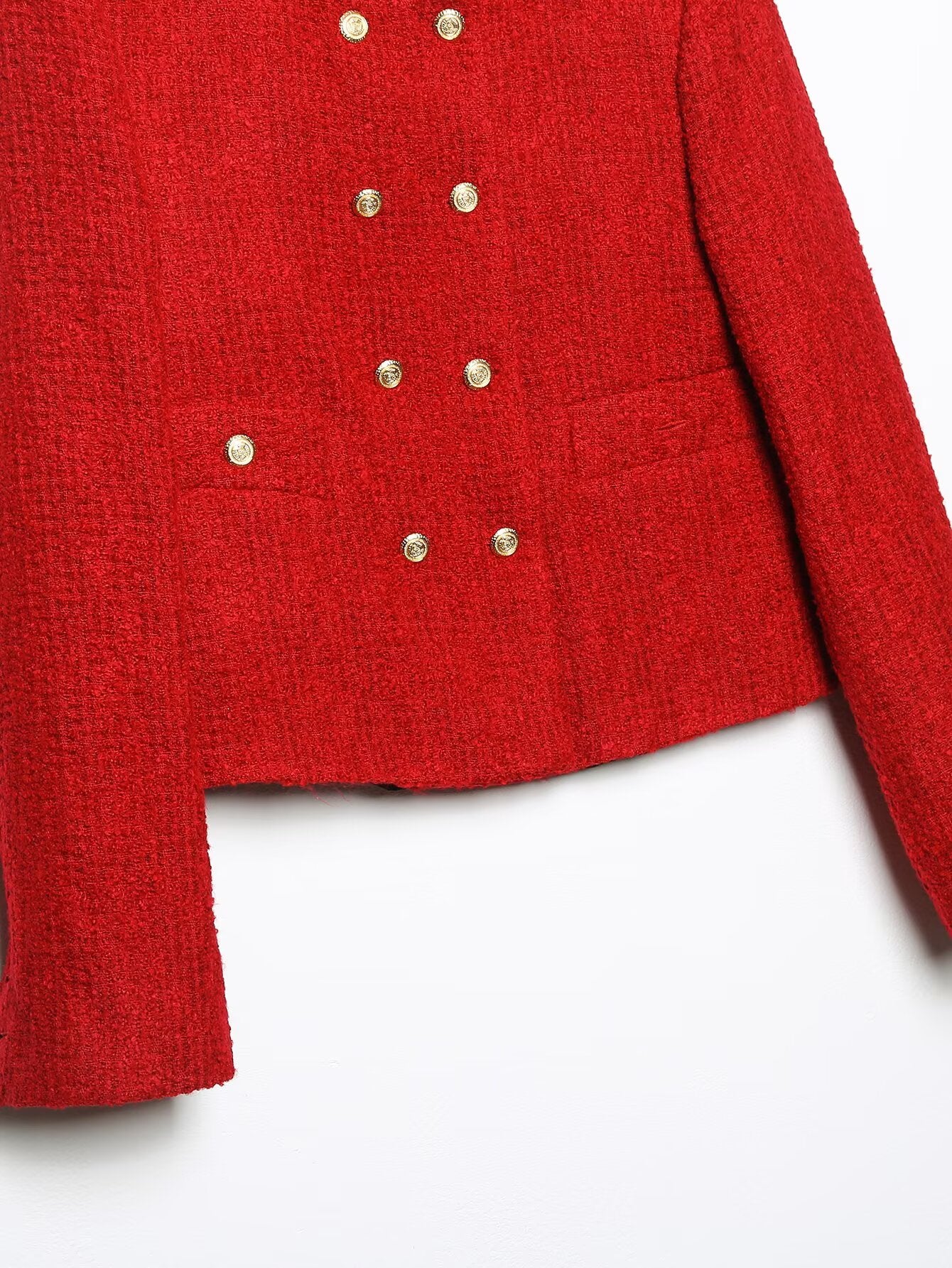 suit Women's 2 pieces short O Neck textured Blazer Coat +Skirt