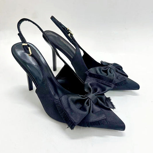2026 women's new pointed tassel bow accessories high heels