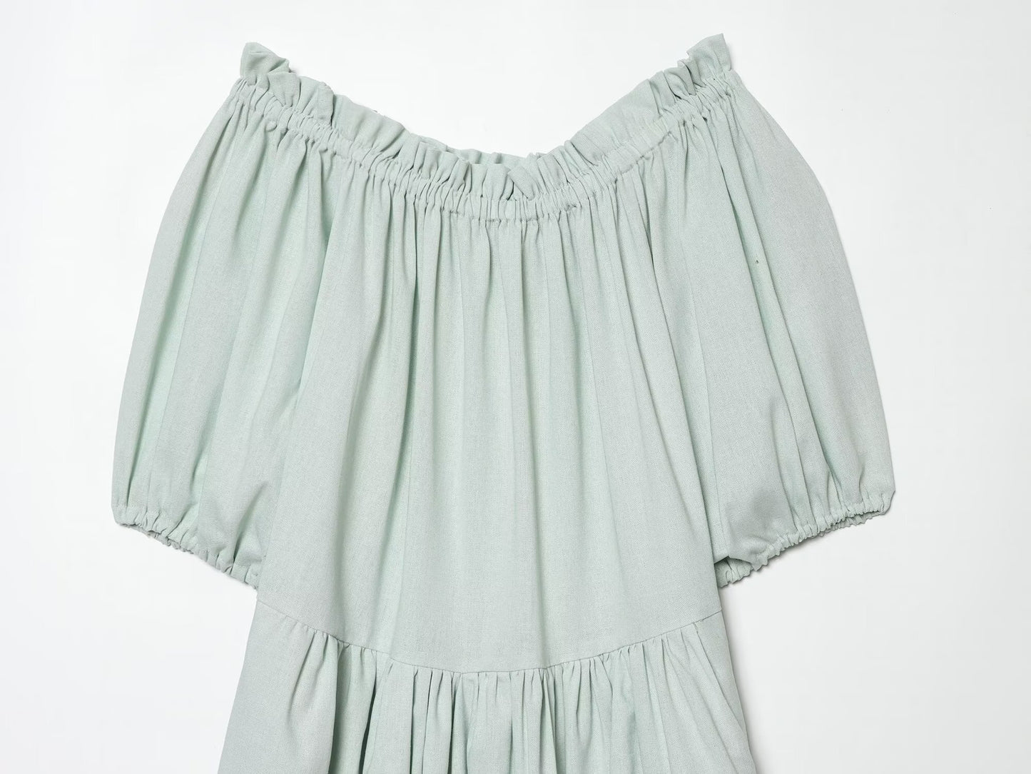 Women's Linen Blended Off Shoulder Midi Dress