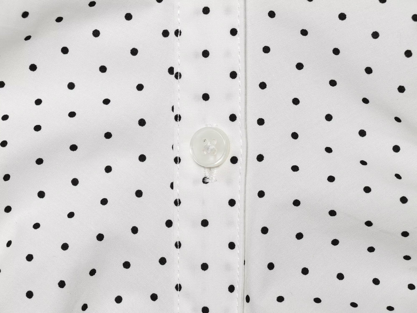Women's pleated decorative polka dot poplin top
