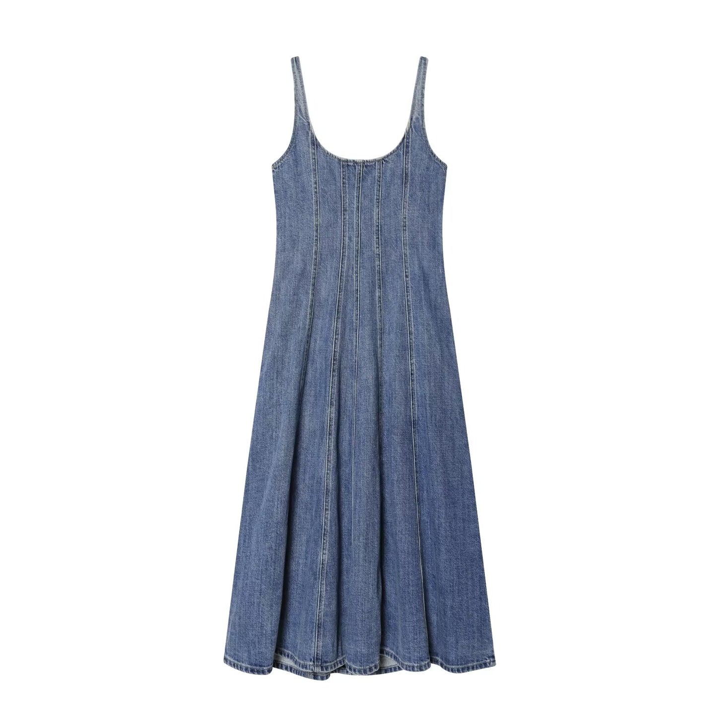 Women's retro buckle suspender denim dress