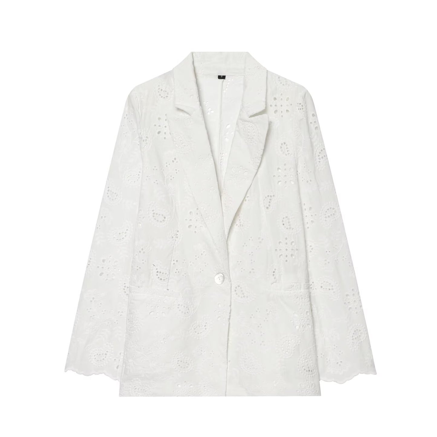 suit Women's 2 pieces with shoulder pads embroidered Blazer Coat+Shorts