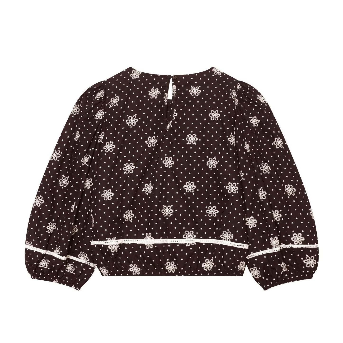 Women's hollowed out embroidered polka dot shirt