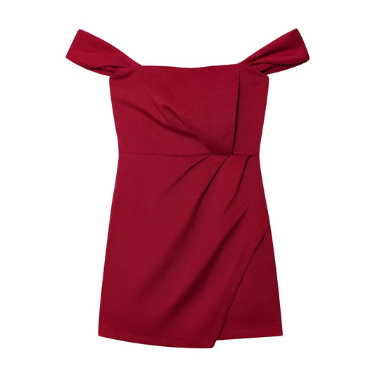 Women's new fashion off shoulder sleeveless pleated mini dress