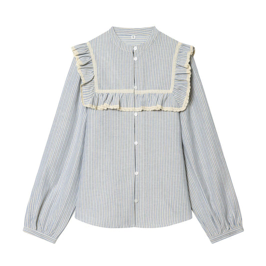 Women's metallic layered decorative striped shirt