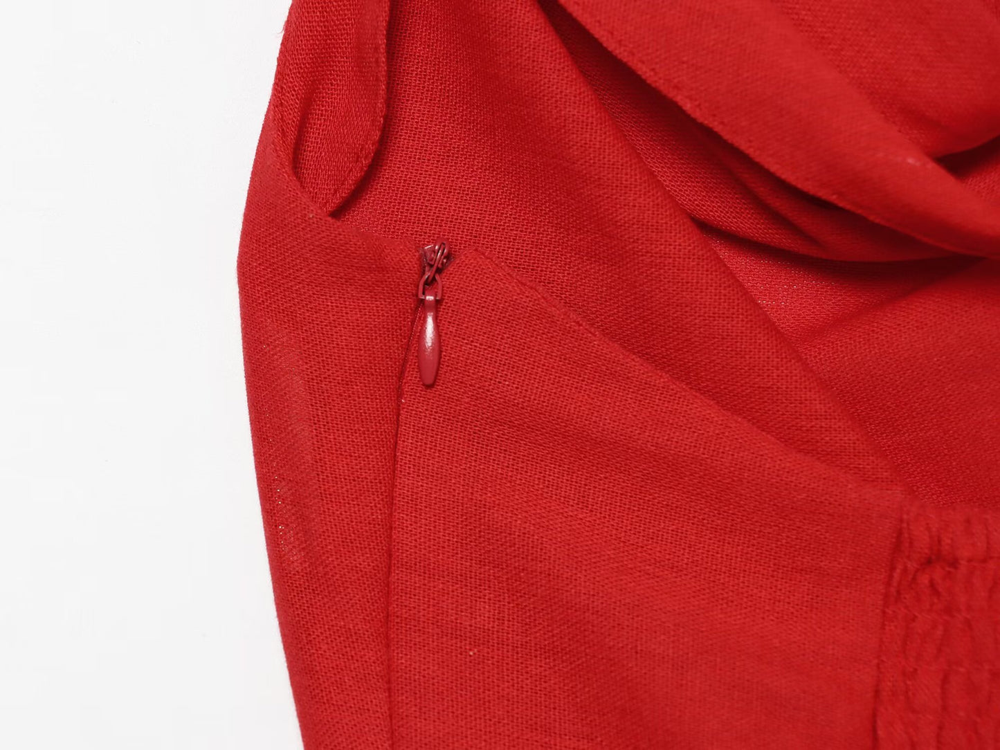 Women's linen blend hanging collar MIDI dress
