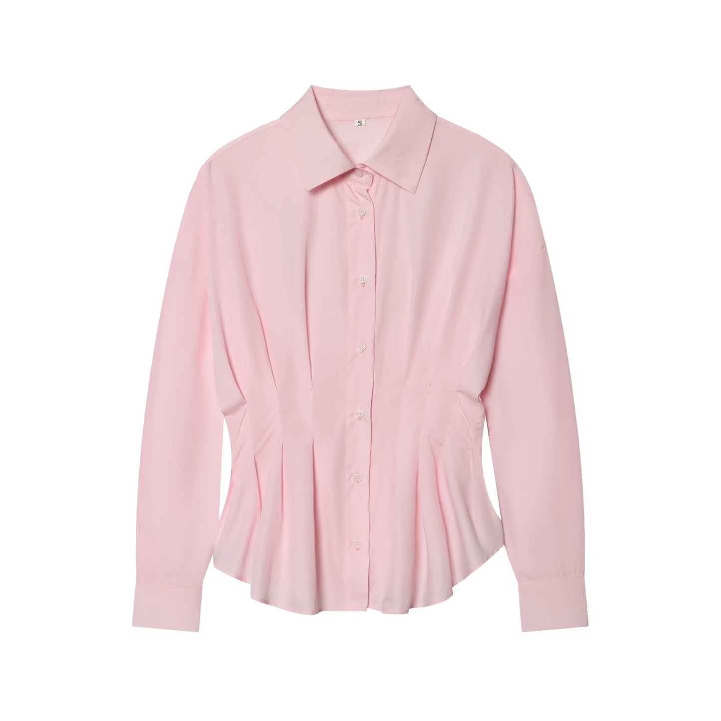 Women's pleated design slim lapel shirt
