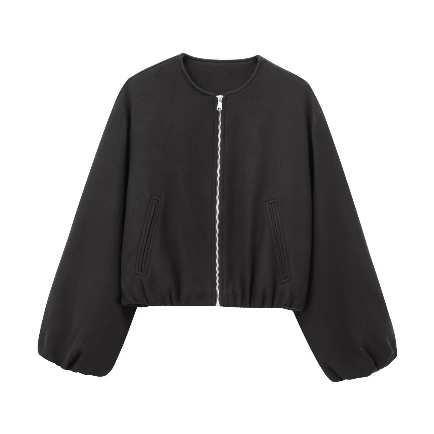 Women's soft textured O Neck pilot jacket Coat
