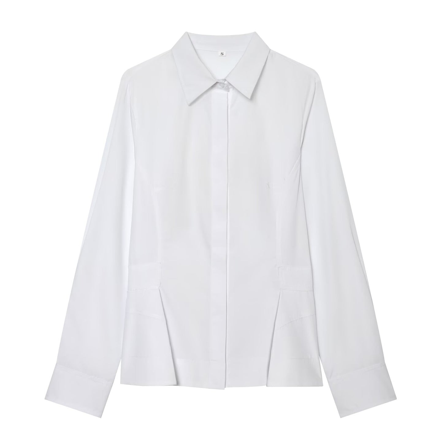 Women's short skirt style hemline poplin shirt