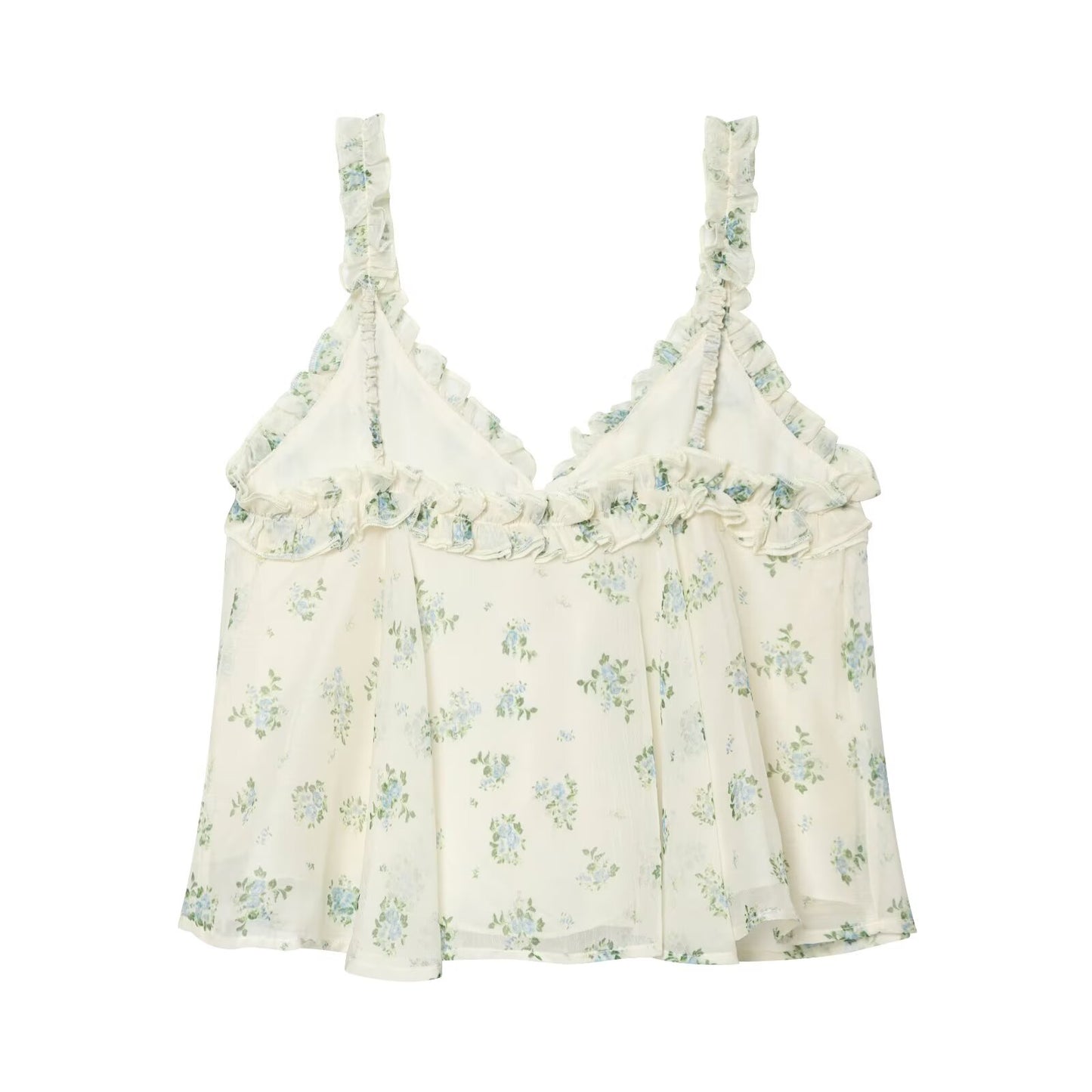 suit Women's 2 pieces chiffon floral A-line MIDI skirt+floral top
