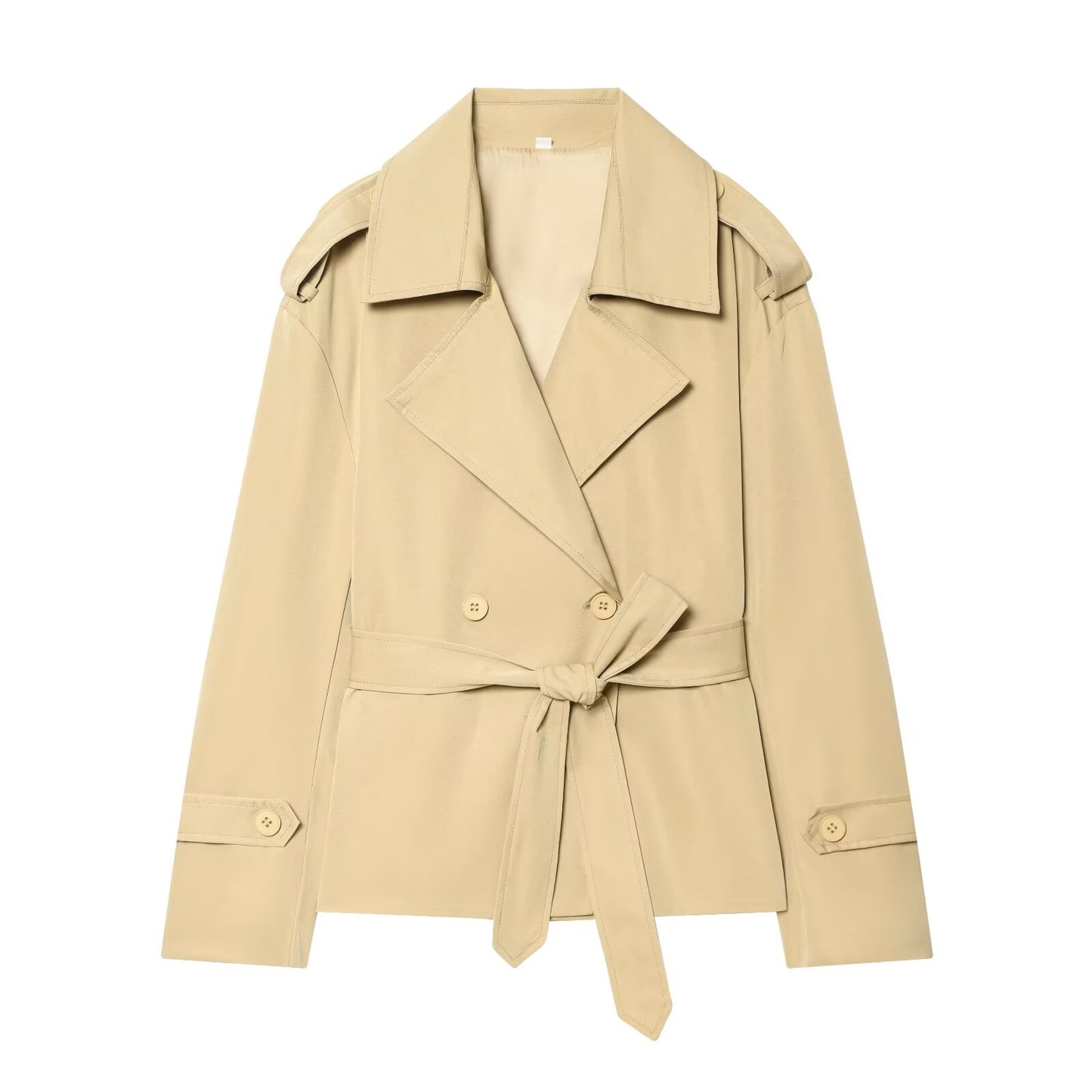 Women's with Belt short double breasted windbreaker Coat